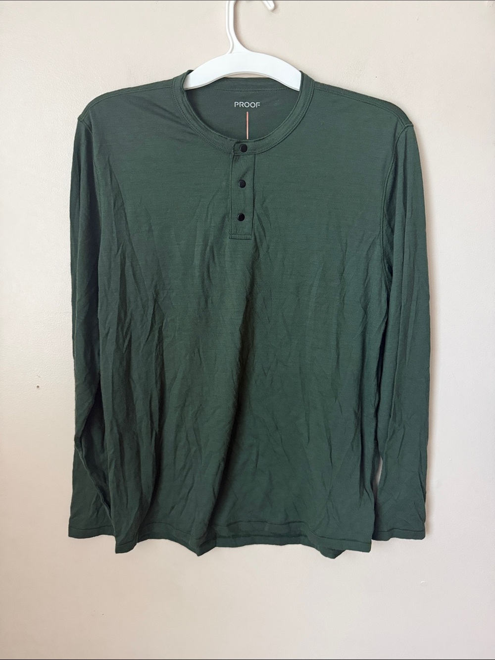 Proof 72 Hour Merino Wool Blend Henley Shirt Mens Medium Snap Collar Huckberry